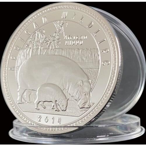 2014 African Wildlife Hippo Commemorative Challenge Coins Silver Collectibles For Business Gifts