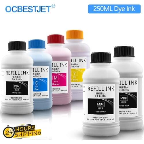 250ML*6 Dye Ink For Canon PFI 102 104 107 Refill For IPF 500 510 600 610 700 710 650 655 750 755 760 765 670 680 685 770 780 785