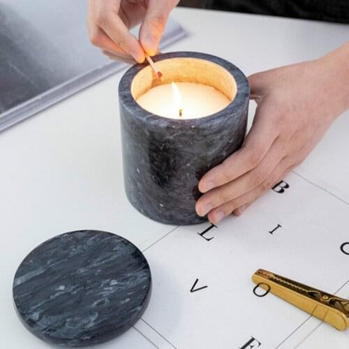 Creative Natural Marble Candlestick Scented Candle Cup Storage Tank Home Decoration Aromatherapy Wax