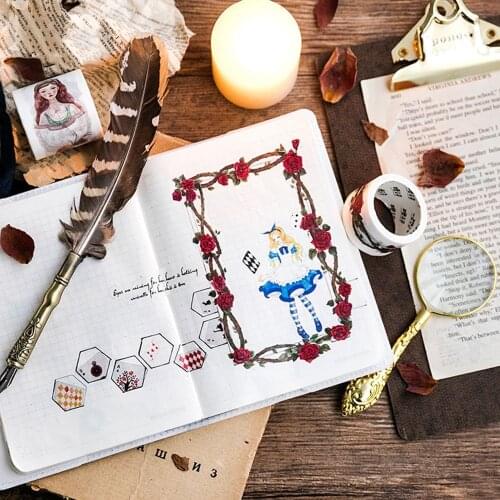 1pcs Alice Card Game Washi Tape DIY Scrapbooking Sticker Label Masking Tape School Office Stationery Supply Gift for Kids