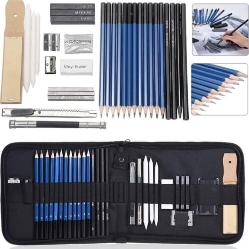 32pcs Drawing Painting Sketch Kit Set with Pencils Erasers Sharpener for Artist Beginner Student Sketching Supplies
