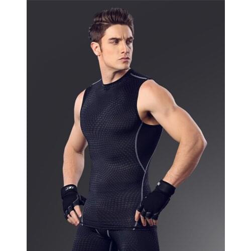 New Quickly Dry Mens Running Shirts Compression Tights Gym Tank Top Fitness Sleeveless T-shirts Sport Best Running Vest
