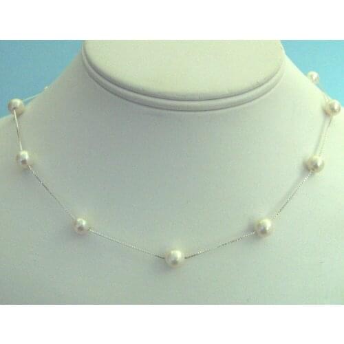 New Natural Freshwater Pearl 7-8MM Round Bead Tibetan Silver Necklace