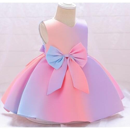 2021 Summer Baptism Newborn 1 Year Birthday Dress For Baby Girl Colorful Princess Dresses Party Dress Child Costumes Gradient