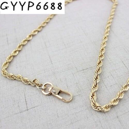 Alloy twist braid Chain 6mm Light gold color Small Roller metal chain for evening bags strap