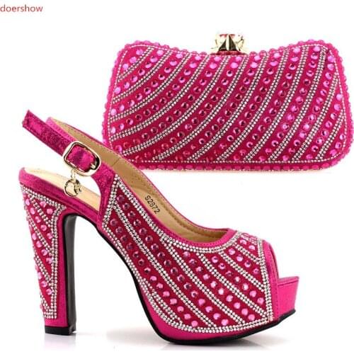 Doershow Popular Women Shoes and Bag Set African Shoes and Bag To Match High Quality Nigerian Party Shoes and Bag party SJCC1-18