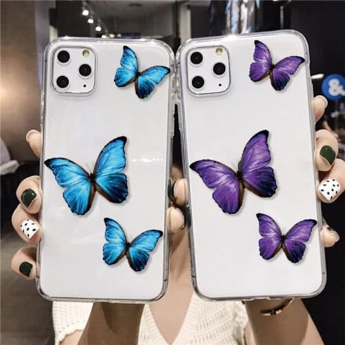 Clear Silicone Phone Case For iPhone 7 XS MAX X 11 Pro max XR SE 2020 8 6 6s Plus Beautiful Butterfly Soft TPU Back Cover Coque