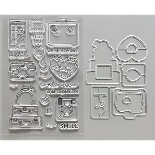 2021 New Camera Heart Clear Stamps and Metal Cutting Dies DIY Scrapbooking Embossing Album Seal Template Punch Stencils