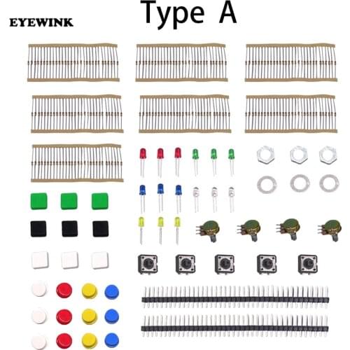 Starter Kit with Switch, Color Led, Resistors,Rotary Potentiometer for Arduino UNO R3 Mega2560 Mega328 Nano