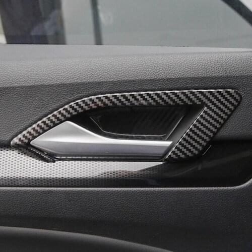 Carbon Fiber Style Car Inner Door Handle Bowl Frame Cover Molding Trim Sticker for VW Golf 8 MK8 Accessories 2020 2021