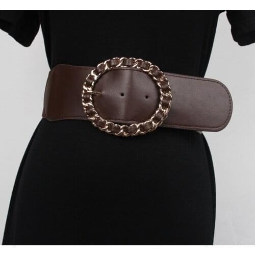 Weaving PU Buckle Waist Belt Women Wide Corset Strap Faux Leather Elastic Waistband Cummerbund Winter Dress Belt Accessories