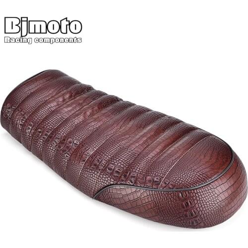 BJMOTO Universal Motorcycle PU Leather Custom Cafe Racer Seat Vintage Seats Covers Brown for Harley Bobber