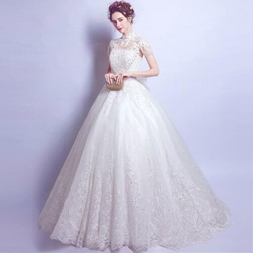 Evening Dresses Illusion High Short Sequined Beading Pearls Embroidery Tulle Lace Luxury White Women Formal Party Gown TS050
