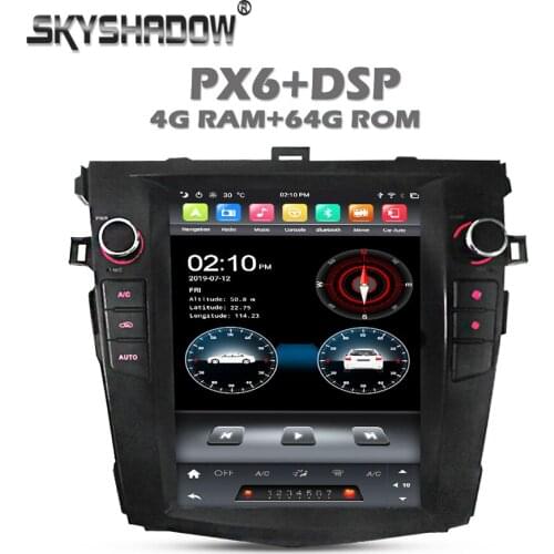 Vertical Tesla PX6 Car DVD Player DSP IPS Android 10.0 64G Wifi GPS Map Bluetooth 5.0 RDS Radio For Toyota Corolla 2008-2013