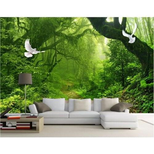 WDBH custom mural 3d wallpaper Green forest trees home decoration painting 3d wall murals wallpaper for living room wall 3 d