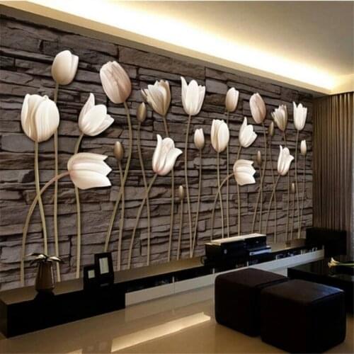 Wellyu Custom wallpaper 3d large-scale mural retro European tulip background wall living room bedroom decoration painting обои