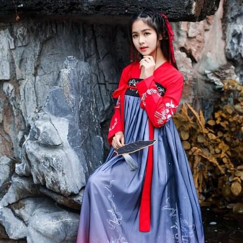 Ancient Costume Hanfu Woman Adult Chest-length Skirt Night Lily Exceed Immortal Elegant Study Often Fund Improvement China Wind