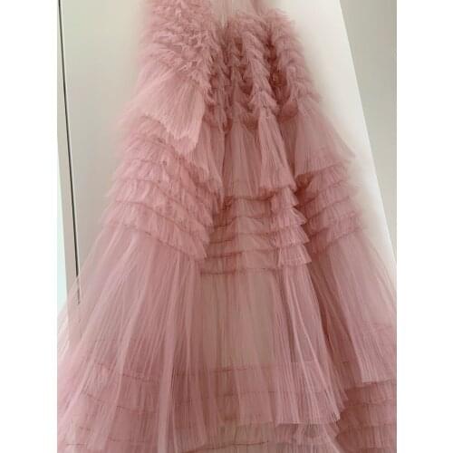 1 Yard Dust Mauve Ruffled Fabric For Cake Dress, Bridal Dress