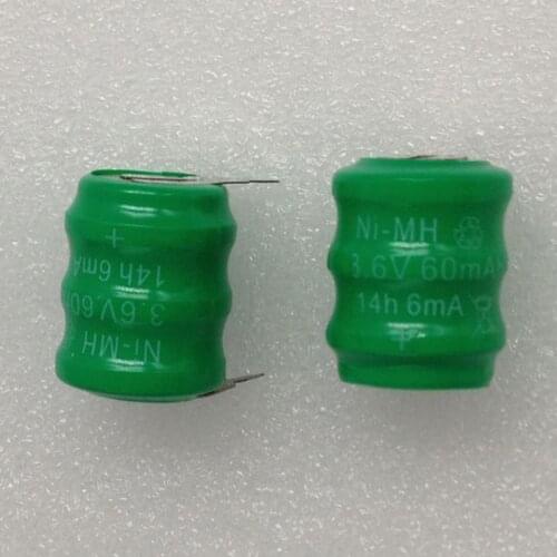 10pcs/lot 3.6V 60mAh Ni-MH nickel cadmium battery data backup battery memory cell industrial batteries