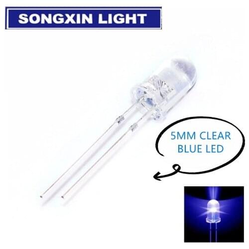 100pcs 5mm LED diode Light Assorted Kit DIY LEDs Set Blue electronic diy kit Hot saleRound Transparents 460-470nm 3v 20Ma