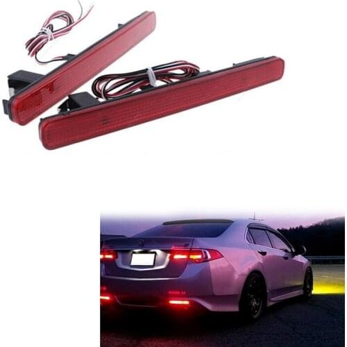 2Pcs/Set Red Lens 48-SMD LED Bumper Reflector Marker Lights for Acura TSX 2009-2014