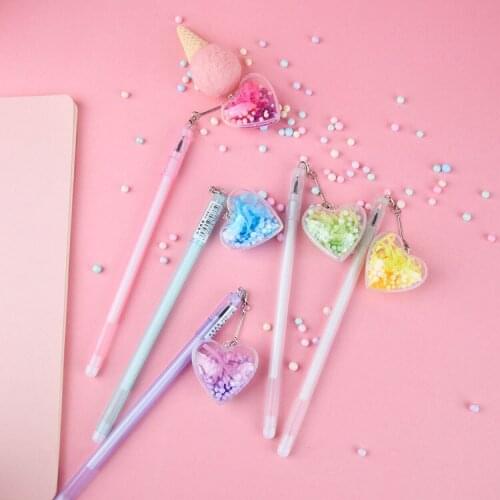 20 pcs/lot Ceative Heart Pendant Gel Pen Cute 0.5mm black Ink Signature Pens Promotional Gift Office School Supplies