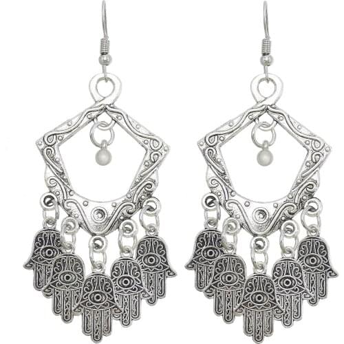 2021 Vintage Palm Earrings Fashion National Style Earrings Female Tassel Temperament Leaves Versatile Hollow Earrings