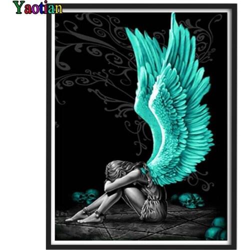 5D Diamond Painting Angel Blue Wings Cross Stitch Full Square/Round Diamond Embroidery Rhinestone Pictures Home Decoration