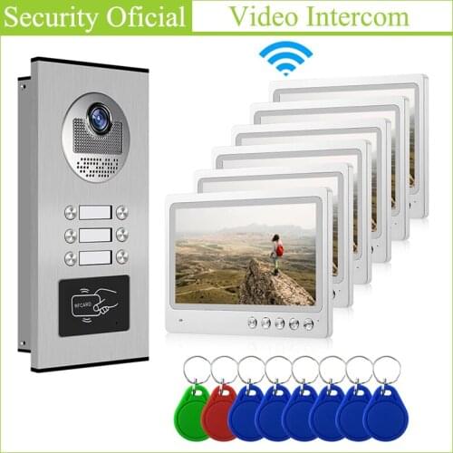 9 Inch Monitor Multi Apartments Building Wifi Video Doorbell ID Card Unlocking CAT5 Network Cable Connect Video Intercom System