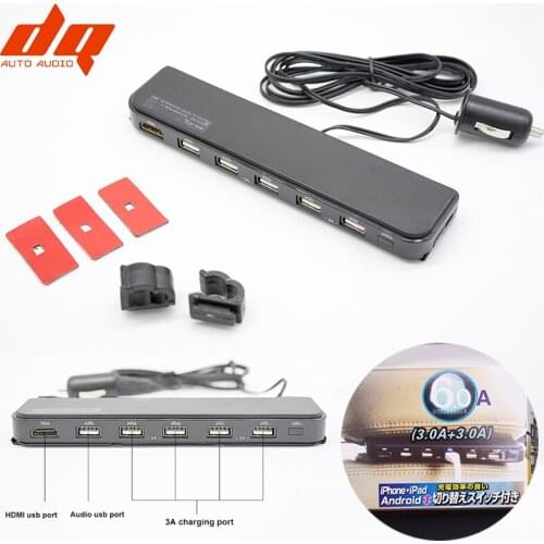 New Car Universal Multifunction Rear Seat Pillow 5V 3A 4 Port USB Charger Quick Charging with HDMI and Audio Port Auto Charge