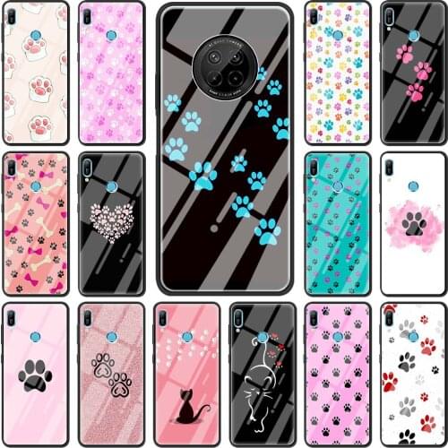 Phone Case for Huawei Y9a Y8S Y6p Y6 Y7 Y9 Prime 2019 Mate 40 10 Lite 20 X 30 Pro Glass Shell Cover cat Dog paw design