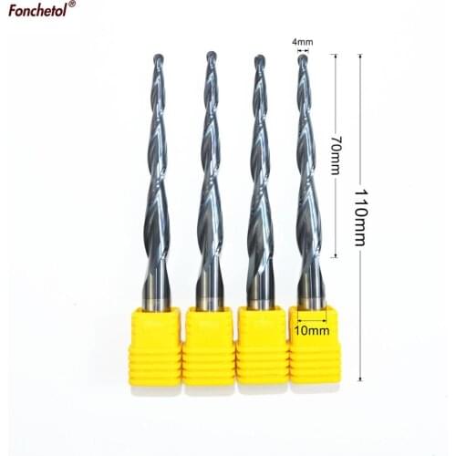 D10*R2*70C*110L-CNC milling cutter,CNC Tialn coated taper ball head end mill,spherical woodworking router bit,cone wood tool