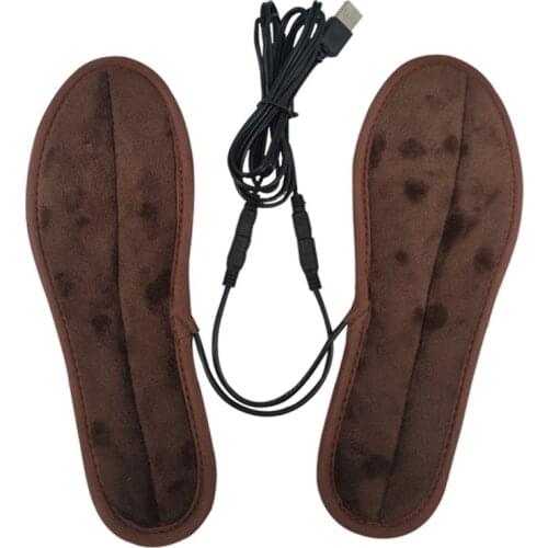 Unisex USB Electric Powered Heating Insoles for Outdoor Sports Shoes Boots Feet Warmer Plush Fur Soft Heated Washable Insoles