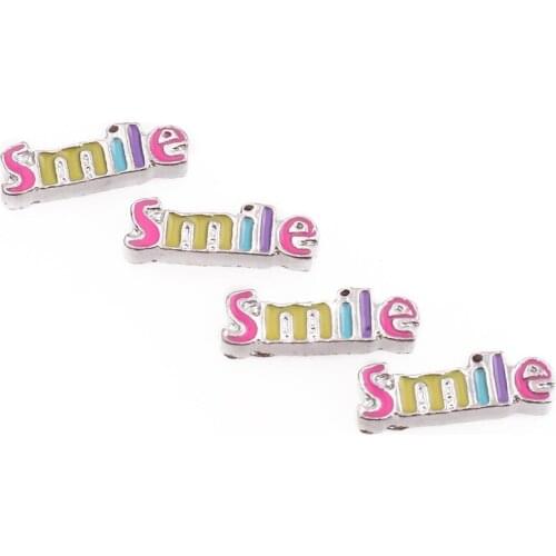 F1085 Colorful letters smile floating charms 20pcs/lot for living memory glass floating locket charms DIY jewelry