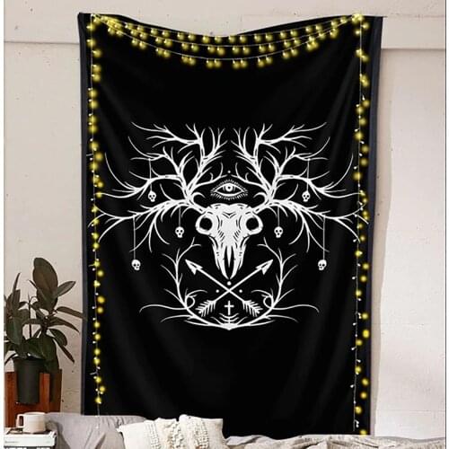 Deer Skull Mandala Tapestry Wall Hanging Witchcraft Hippie Bohemian Tapestries Home Art Psychedelic Decor