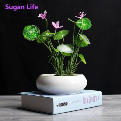 NEW 2019 White Daffodil White Ceramic Flower Pot Chinese Modern Aquatic Plant Bowl Lotus Living Room Water Flower Porcelain Pot