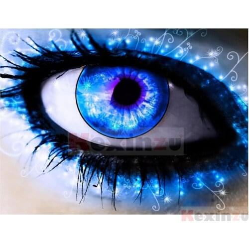 Kexinzu Full 5D DIY Square/Round Drill Diamond Painting "Blue eyes" 3d Diamond Embroidery Cross Stitch Decor Gift D04