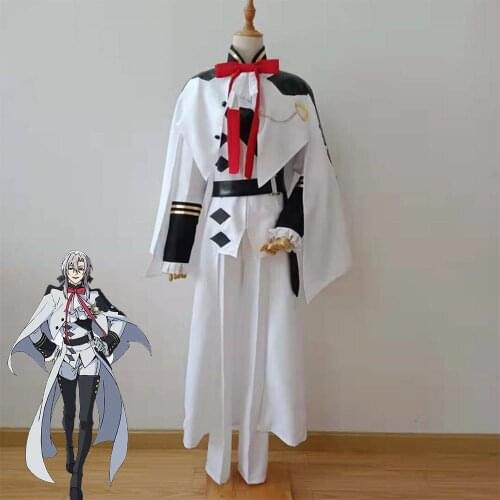 Seraph of the end Ferid Bathory Cosplay Costume Adult White Anime Suit L321