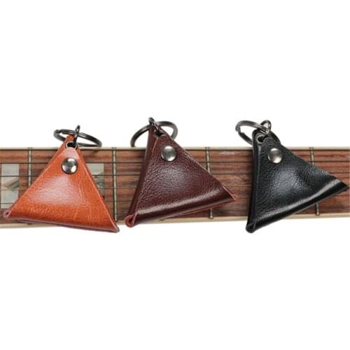 2021 Top Leather Electric Guitar Pick Holder Folk Guitar Plectrum Case Bag Keyring