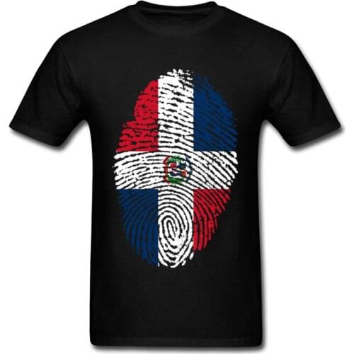 Summer T Shirt Men Dominican Republic Flag Fingerprint T-shirt Unique Mens Clothing Vintage Tops Independent Day Tees