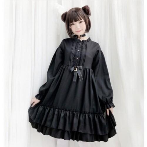 Sweet girls lolita dress Royal fairy soft sister Princess LOLITA dress female black cat styles original cute gown dress F1420