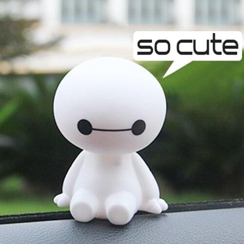 Cartoon Plastic Baymax Robot Shaking Head Figure Car Ornaments Auto Interior Decorations Big Hero Doll Toys Ornament Accessories