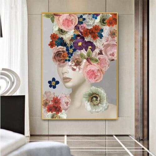 5D DIY Poured Glue Diamond Painting Kits Scalloped Edge Modern Beautiful Flower Woman Nordic Living Room Bedroom Decoration Gift