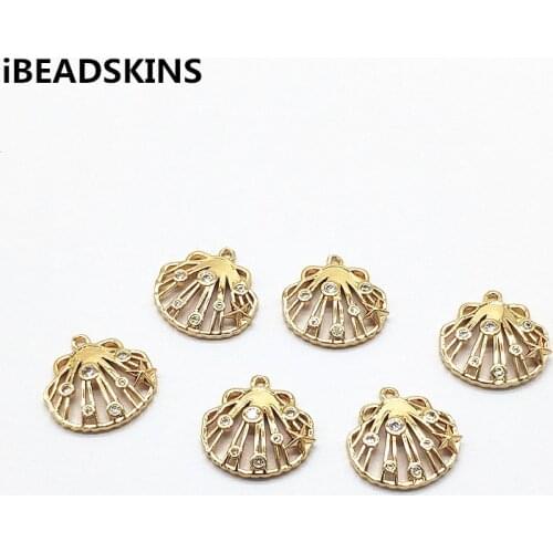 New arrival! 15x16mm 50pcs Cubic Zirconia Shell shape charm for hand Made Earrings parts DIY/ Jewelry Findings & Components