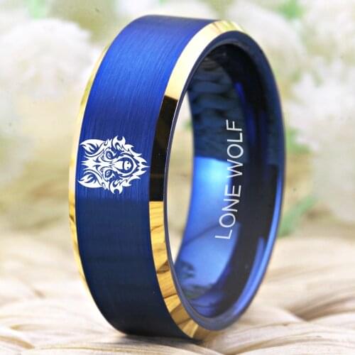 Lone Wolf Design Ring Fashion Wedding Rings For Lovers Tungsten Rings For Engagement Party Jewelry Wolf Fan Ring