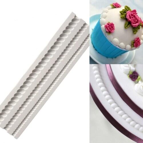 Wholesale 10 Pcs/lot Three Pearl Rope Shape Cake Side Lace 100% Platinum Silicone Sugarcraft Mold Fondant Cake Decorating Tools