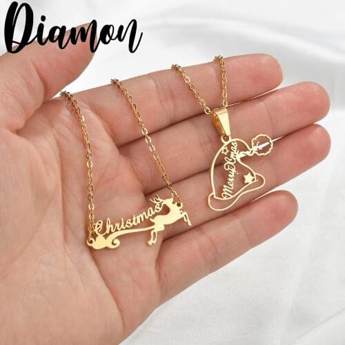 Diamon 2020 New Custom Pendant Necklaces letter name gold cute deer necklace Jewelry Chain Pendant for women Christmas Gifts