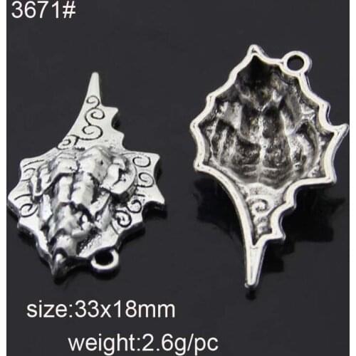 Sea Snail Charms Antique Silver Plated Pendant Bracelets Necklace Jewelry Making Accessories DIY 38x18mm