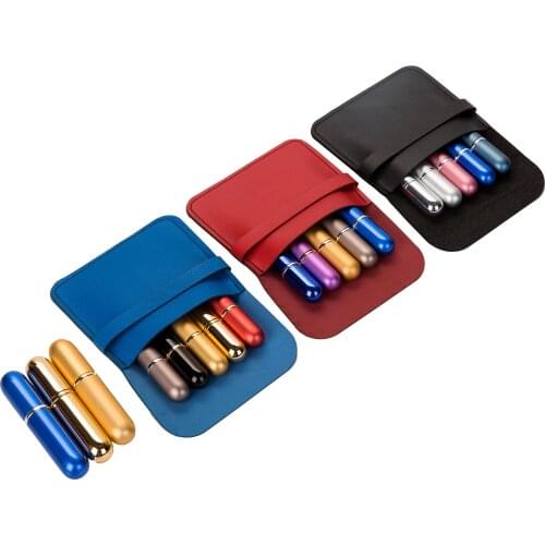 MUB-5pcs Mini Portable Refillable Perfume Atomizer with Leather Bag Mini Perfume Atomizer with Package Empty Cosmetics Container