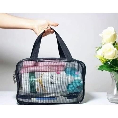 Transparent Womens Lady Mesh Multifunctional Portable Gym Swimming Bathe Travel Storage Handbag Totes Bag 4 Colors